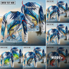 Joycorners Saltwater Fish Fishing Water Splash Scale Pattern Personalized Name, Team Name Long Sleeve Shirt (6 Breeds)