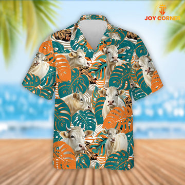 Joy Corners Charolais Cattle 3D Hawaiian Flower Shirt
