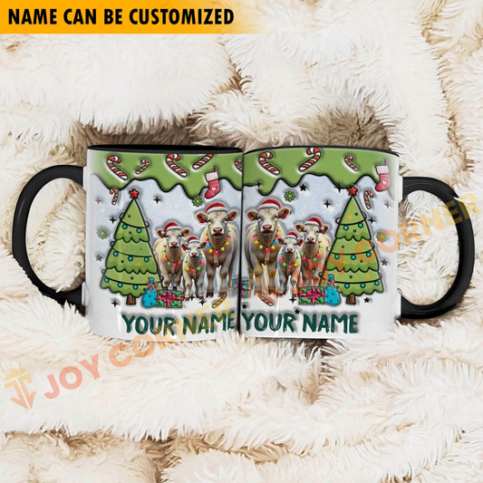 Joycorners Charolais Christmas Personalized Name Two Tone Mug