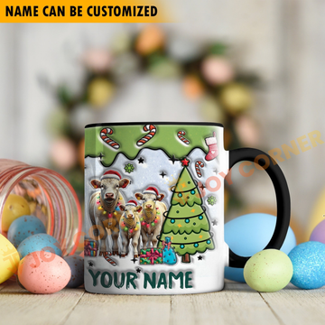 Joycorners Charolais Christmas Personalized Name Two Tone Mug