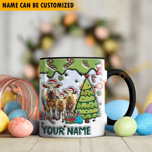 Joycorners Charolais Christmas Personalized Name Two Tone Mug