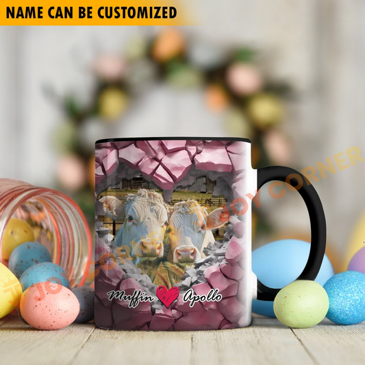 Joycorners Charolais Couple Personalized Name Two Tone Mug