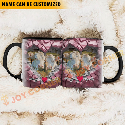 Joycorners Charolais Couple Personalized Name Two Tone Mug