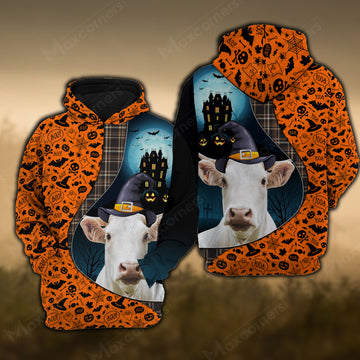 Joy Corners Charolais Castle Halloween Pattern 3D Hoodie