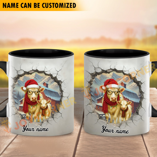 Joycorners Charolais Personalized Name Christmas Farmyard Mug