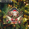 Joycorners Personalized Festive Cow Farm Envelope Acrylic Ornament (14 Breed Options)