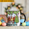 Joycorners Chicken Christmas Personalized Name Two Tone Mug