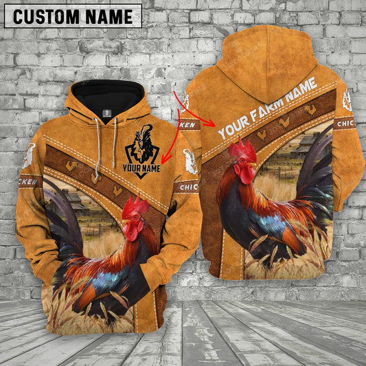 Joycorners Chicken 3D Customized Name - Farm Name Hoodie