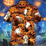 Joycorners Happy Halloween Hereford Pumpkin All Over Printed 3D Hawaiian Shirt