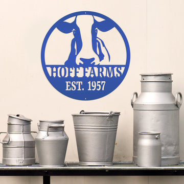 Joycorners Personalized Cow Farm with Established Date Metal Sign-Custom Cow Decor-Signage LM0110