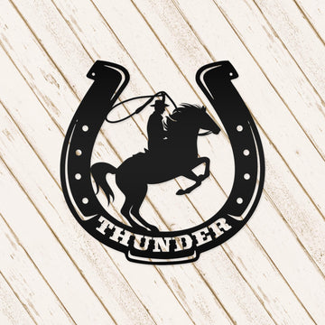 Joycorners Horse Shoe Personalized Sign and Decor, Horse Gift and Horse Wall Art, Horse Girl LM0110