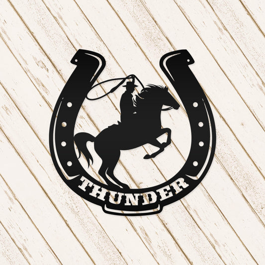 Joycorners Horse Shoe Personalized Sign and Decor, Horse Gift and Horse Wall Art, Horse Girl LM0110