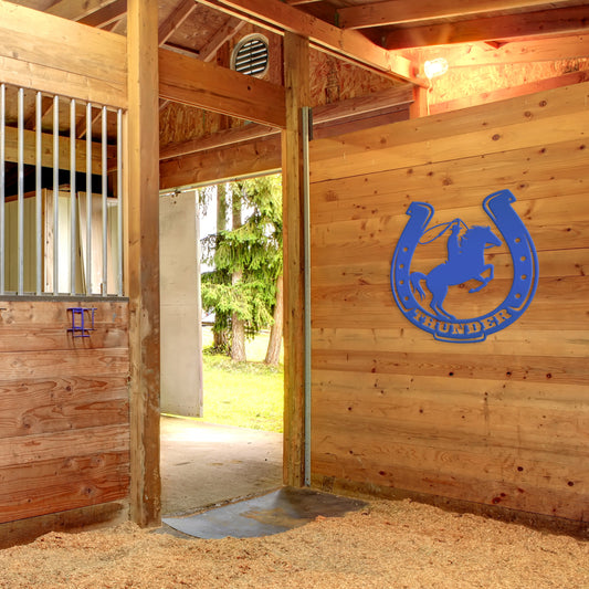 Joycorners Horse Shoe Personalized Sign and Decor, Horse Gift and Horse Wall Art, Horse Girl LM0110