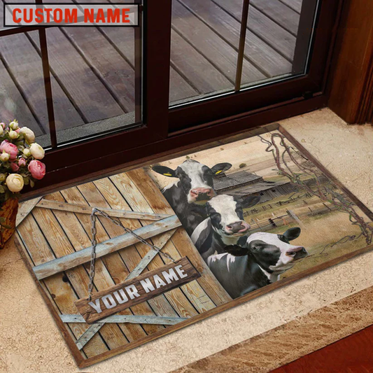 Joycorners Holstein Barn Custom Name Doormat