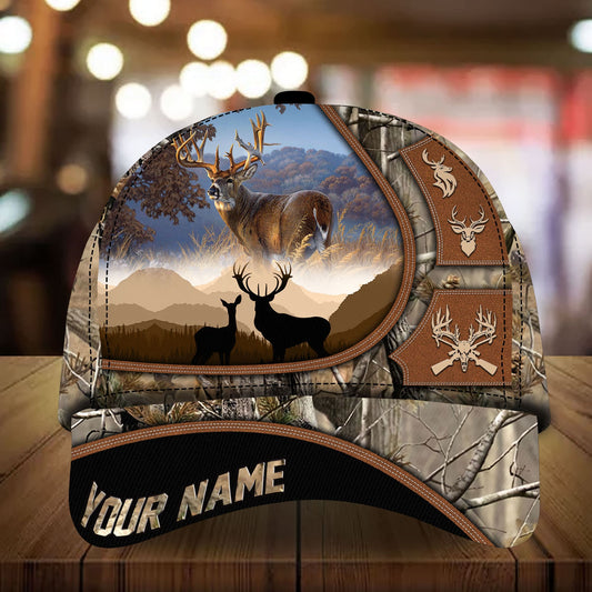 Joycorners Flag Deer Hunting Art Leather Pattern Personalized Hats 3D Multicolored