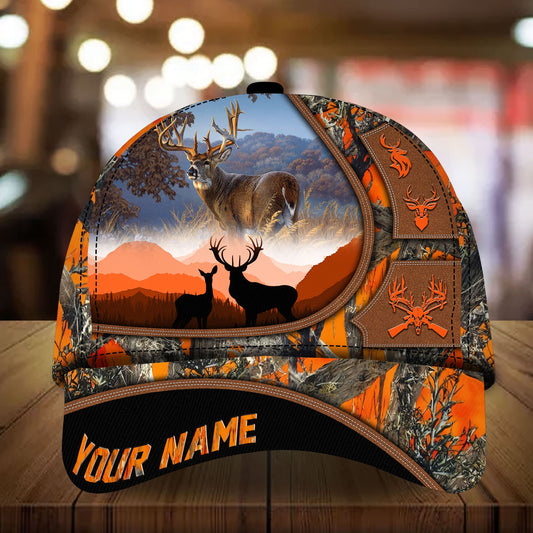 Joycorners Flag Deer Hunting Art Leather Pattern Personalized Hats 3D Multicolored