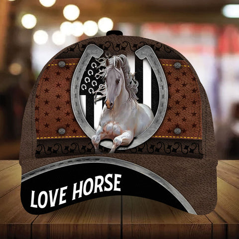 Personalized love white horse star leather pattern cap