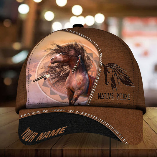 Personalized native american horse leather pattern cap