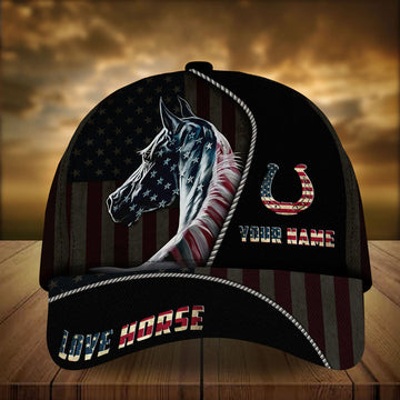 Personalized patriot horse american flag cap