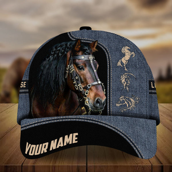 Personalized love horse jeans pattern cap