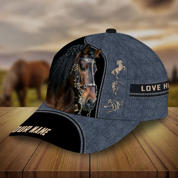 Personalized love horse jeans pattern cap