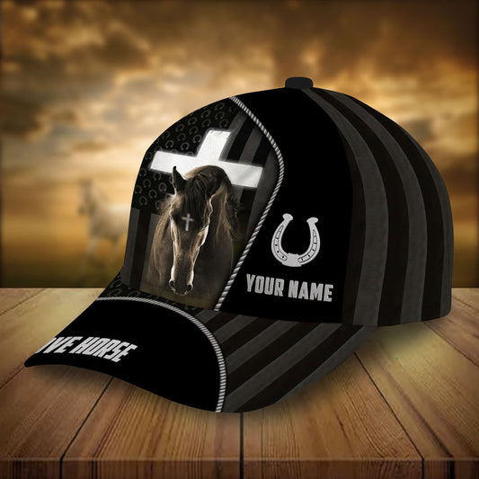 Personalized jesus and black horse pattern cap