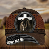 Personalized premium jesus and black horse leather pattern cap