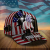 Personalized cracked Us flag horse cross american flag cap