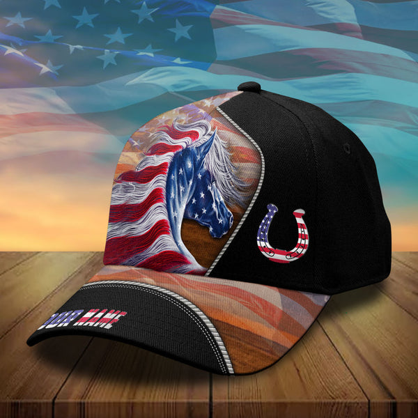 Personalized patriot US horse american flag cap