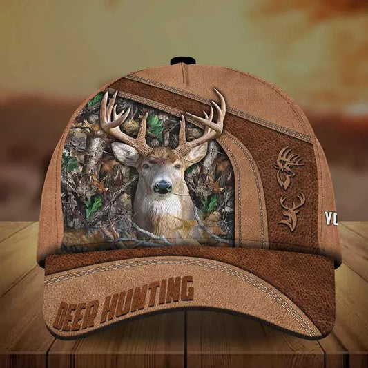 Joycorners Premium Brown Printed Deer Hunting Personalized 3D Hat