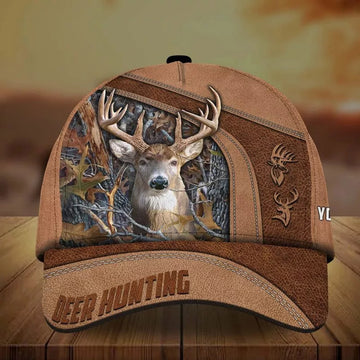 Joycorners Premium Brown Printed Deer Hunting Personalized 3D Hat