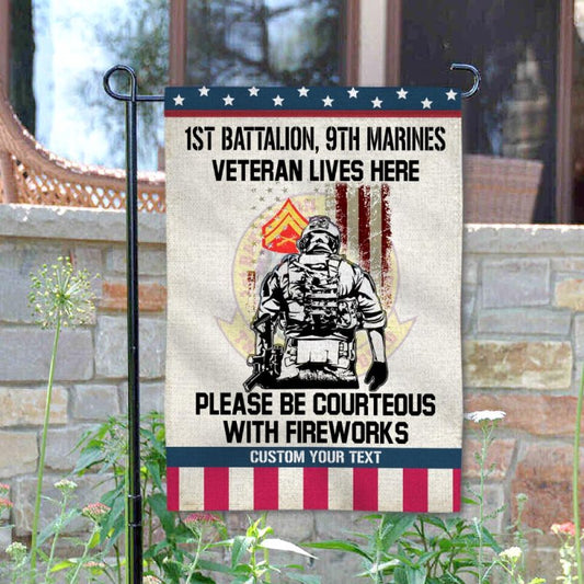 Joycorners Marine Veteran Lives Here Patriotic Garden Flag #MT46