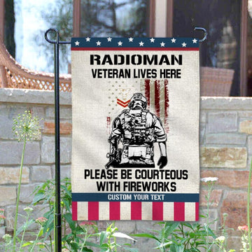 Joycorners Navy Veteran Lives Here Patriotic Garden Flag #MT45