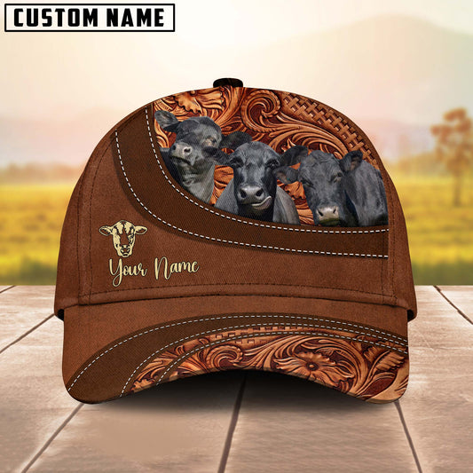 Joy Corners Black Angus Farm Life Beauty Leather Pattern Customized 3D Cap