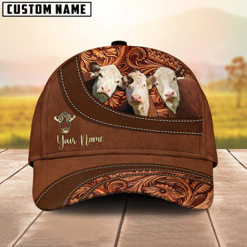 Joy Corners Hereford Farm Life Beauty Leather Pattern Customized 3D Cap