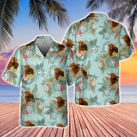 Joy Corners Highland Tropical Flowers Pattern Hawaiian Shirt
