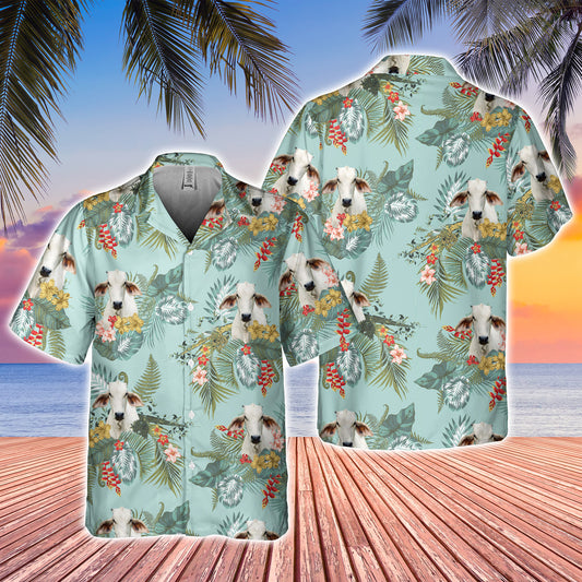 Joy Corners Brahman Tropical Flowers Pattern Hawaiian Shirt