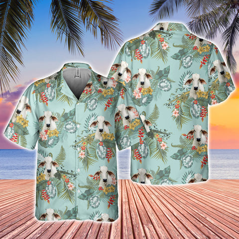Joy Corners Brahman Tropical Flowers Pattern Hawaiian Shirt
