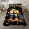 JoyCorners Happiness Black Angus Cattle Halloween Pattern Personalized Name 3D Bedding Set