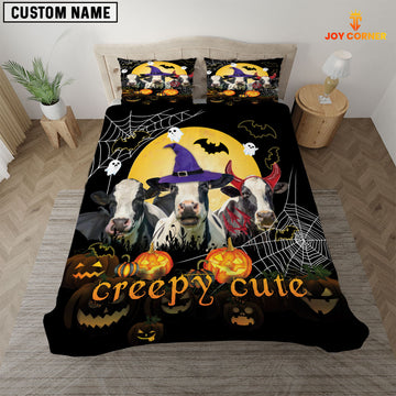 JoyCorners Happiness Holstein Cattle Halloween Pattern Personalized Name 3D Bedding Set