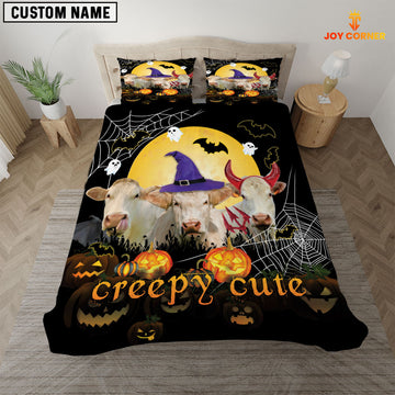 JoyCorners Happiness Charolais Cattle Halloween Pattern Personalized Name 3D Bedding Set