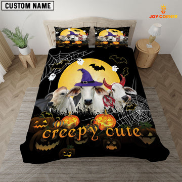JoyCorners Happiness Brahman Cattle Halloween Pattern Personalized Name 3D Bedding Set