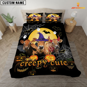 JoyCorners Happiness Jersey Cattle Halloween Pattern Personalized Name 3D Bedding Set