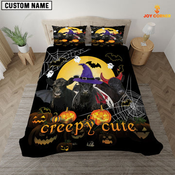 JoyCorners Happiness Belted Galloway Cattle Halloween Pattern Personalized Name 3D Bedding Set