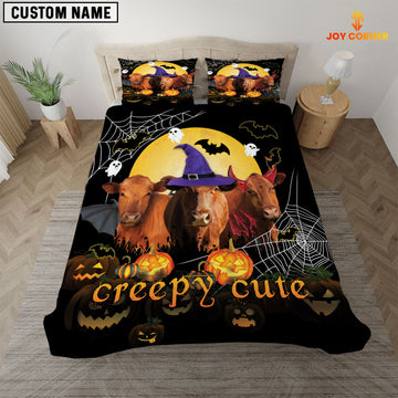 JoyCorners Happiness Red Angus Cattle Halloween Pattern Personalized Name 3D Bedding Set