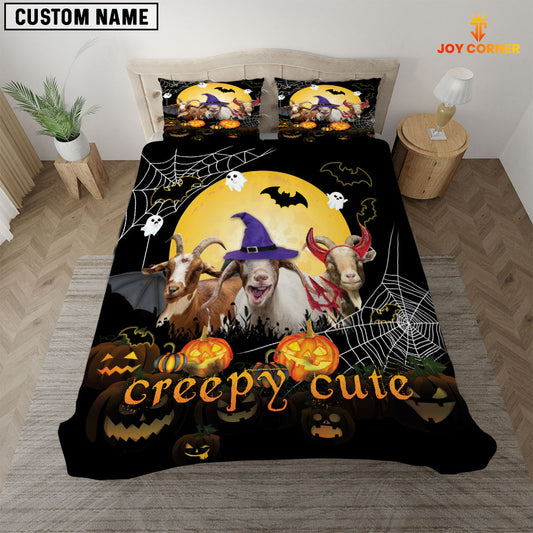 JoyCorners Happiness Goat Cattle Halloween Pattern Personalized Name 3D Bedding Set