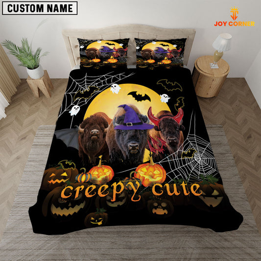 JoyCorners Happiness Buffalo Cattle Halloween Pattern Personalized Name 3D Bedding Set