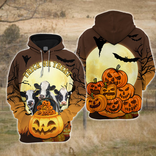 Joycorners Happiness Holstein Cattle Halloween Pattern Farm Personalized 3D Hoodie