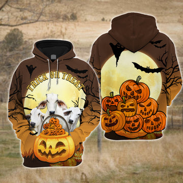 Joycorners Happiness Brahman Cattle Halloween Pattern Farm Personalized 3D Hoodie