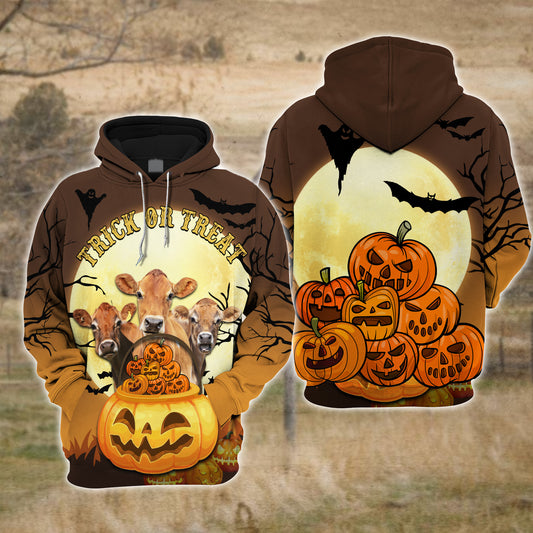 Joycorners Happiness Jersey Cattle Halloween Pattern Farm Personalized 3D Hoodie